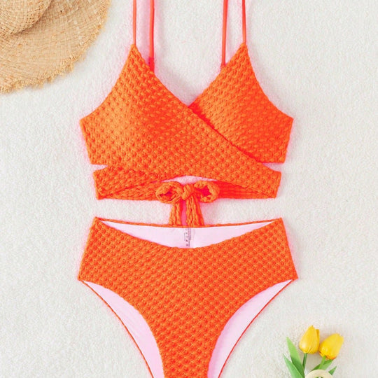 Damen Hochtaillierter Bikini mit modernem Wickeldesign R&B