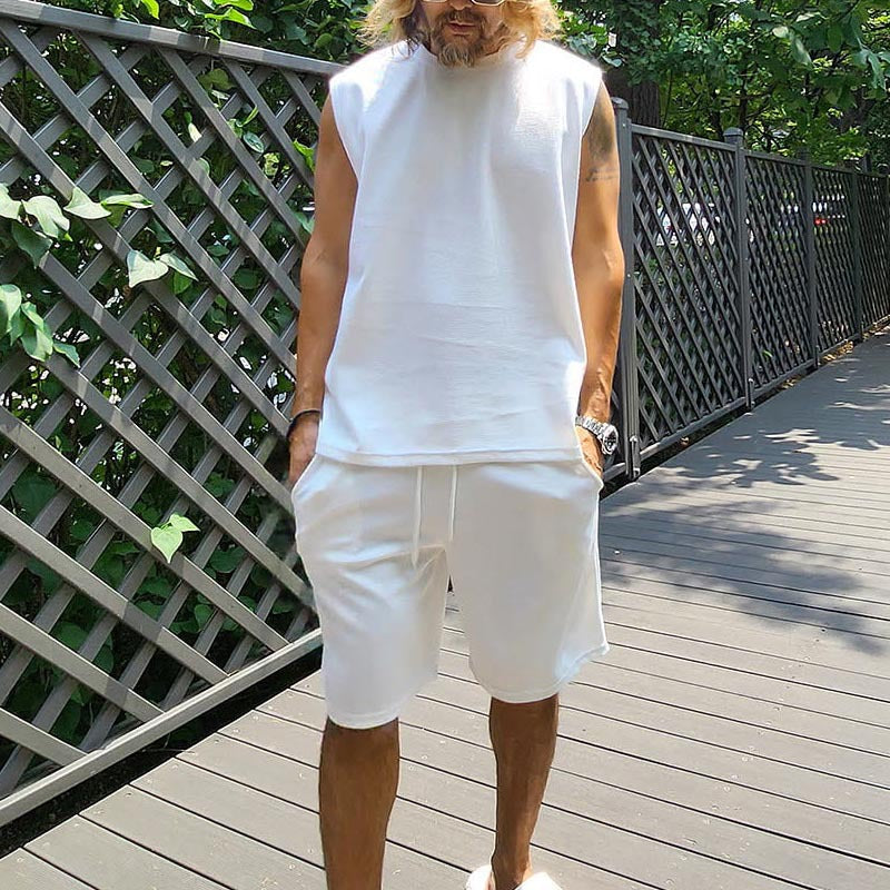 Herren lässiges Kurzarm Sweatshirt und Shorts Set