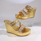 Damen Wedge-Sandalen mit funkelnden Akzenten und elegantem Krokodil-Design R&B