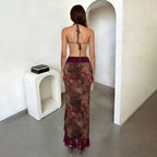 Damen elegantes Wickel-Badeanzug-Set mit floralem Design und Rüschen R&B