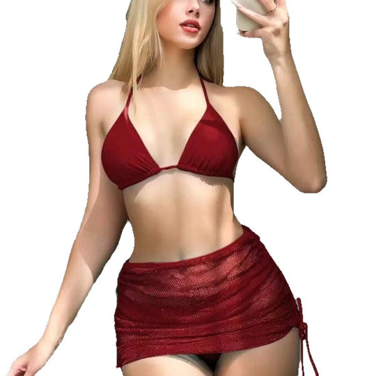 Damen Triangel-Bikini mit eleganter Wickelrock-Optik R&B