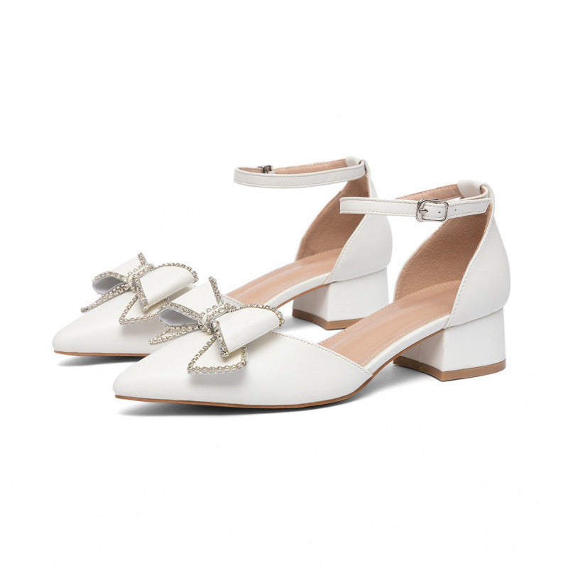 Damen elegante Slingback-Pumps mit strassverzierten Schleifen R&B