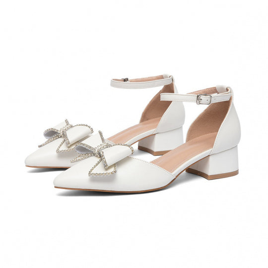 Damen elegante Slingback-Pumps mit strassverzierten Schleifen R&B