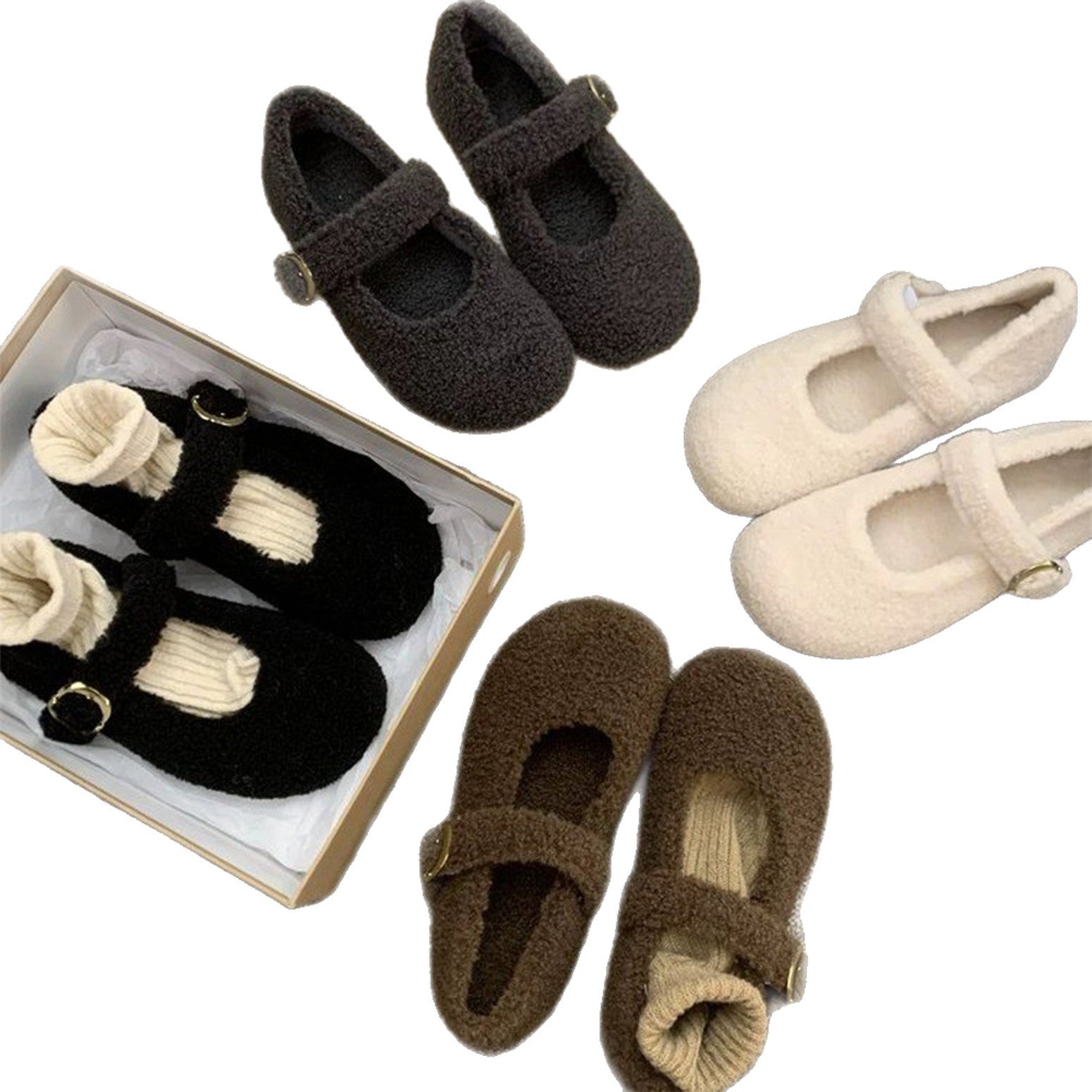 Damen Bequeme Hausschuhe mit Schnallenverschluss und weichem Innenfutter R&B