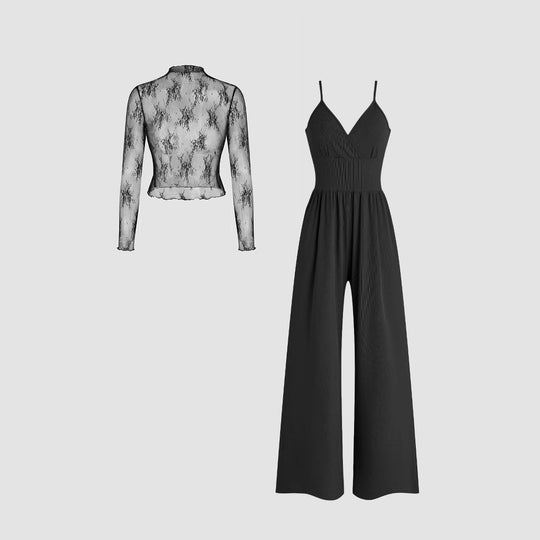 Damen elegantes und figurbetontes Jumpsuit-Set R&B