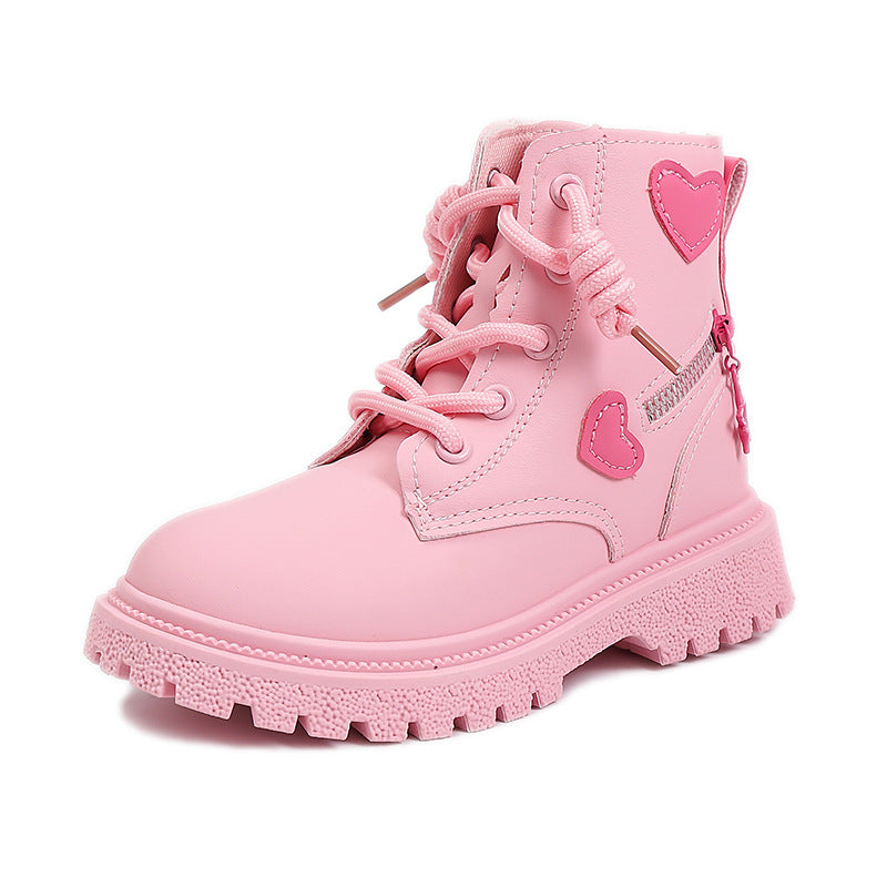 Damen Modische Stiefel mit Herz-Applikationen und Reißverschluss