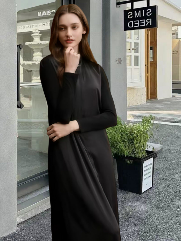 Damen Elegantes Langarm-Maxikleid mit schmeichelndem Schnitt und zeitlosem Design R&B