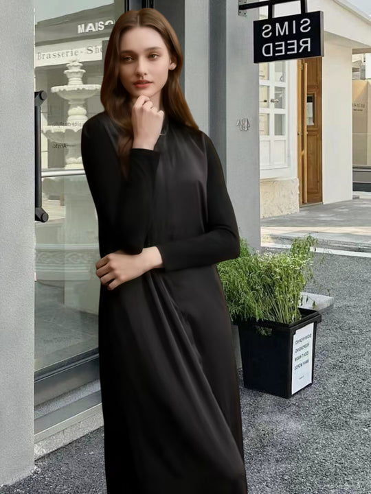 Damen Elegantes Langarm-Maxikleid mit schmeichelndem Schnitt und zeitlosem Design R&B