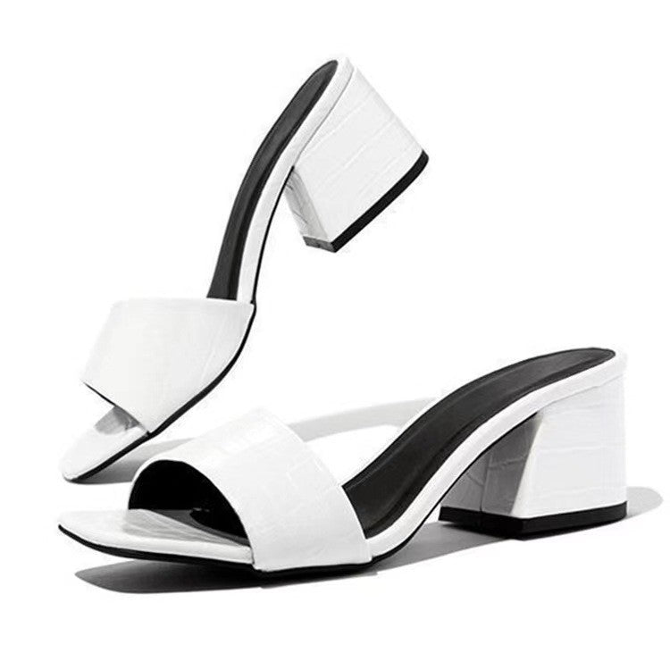 Damen offene Blockabsatz-Sandaletten mit elegantem Krokodilleder-Design R&B