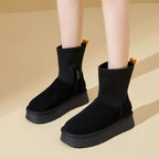 Damen Modische Stiefel mit elastischem Obermaterial und rutschfester Sohle