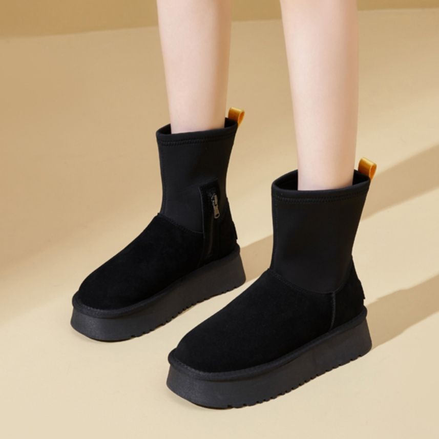Damen Modische Stiefel mit elastischem Obermaterial und rutschfester Sohle