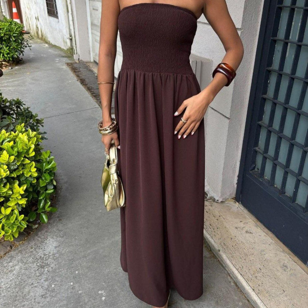 Damen Maxikleid mit elegantem Oberteil und fließendem Rock R&B