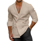 Herren eleganter Leinenblazer mit modernem Schnitt und doppelter Knopfleiste
