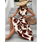 Damen Elegantes Maxi-Kleid mit Cut-Out-Details und floralem Muster R&B