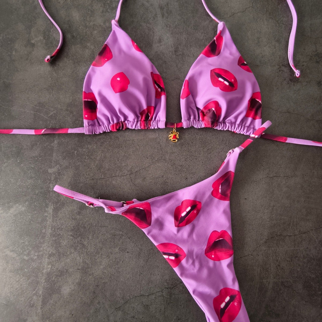 Damen Bikini-Set mit verstellbarem Triangel-Oberteil und hoch geschnittenen Hüftbund R&B