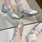 Damen elegante Ballerina-Schuhe mit dekorativen Schnallen R&B