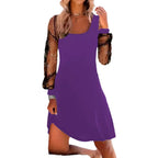 Damen Midi-Kleid mit transparenten Puffärmeln und eleganter Silhouette R&B