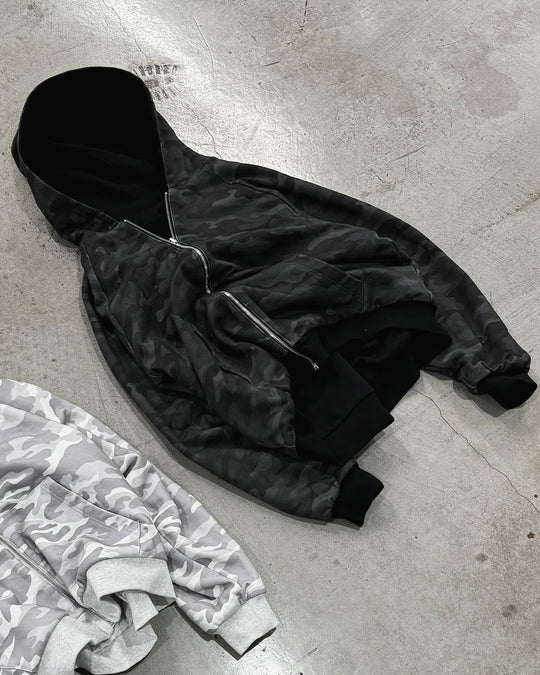 Damen Urbaner Camouflage-Hoodie mit Reißverschluss und lässigem Schnitt R&B