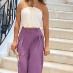 Damen Elegantes Cropped Top aus Jersey mit verziertem Ausschnitt R&B