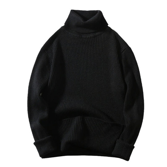 Herren bequemer Rollkragenpullover aus strukturiertem Strick R&B