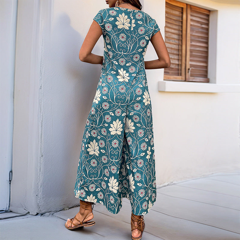 Damen Jumpsuit mit floralem Design und weitem Bein R&B