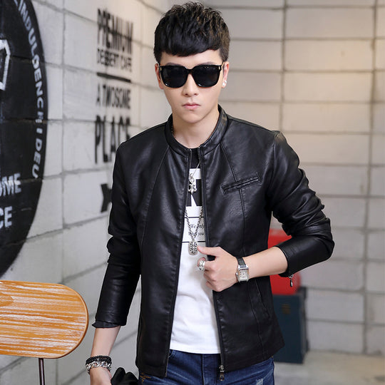 Herren modische Kunstlederjacke mit stylischem Steppdesign R&B