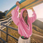 Damen sportlicher Kapuzenpullover mit halbem Reißverschluss und funktionalen Taschen R&B