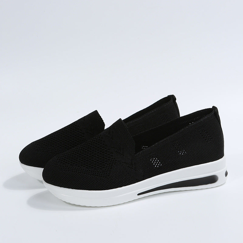 Damen atmungsaktive Slip-On Sneakers mit flexiblem Strick-Obermaterial R&B