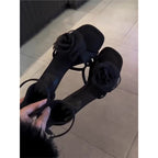 Damen elegantes High Heel Sandalen mit floralem Akzent R&B