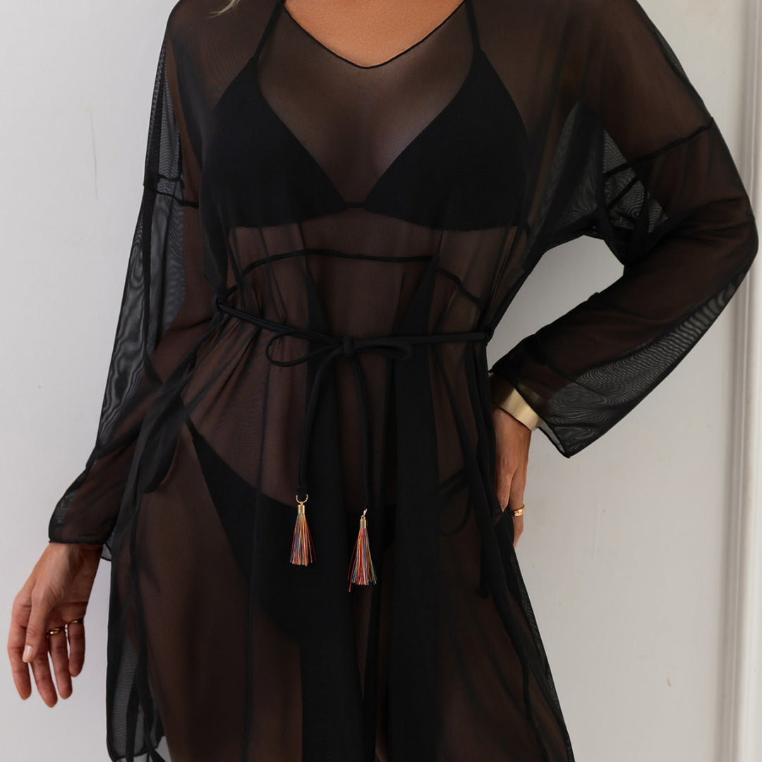 Damen transparenter Strandüberwurf R&B