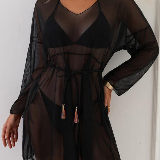 Damen transparenter Strandüberwurf R&B