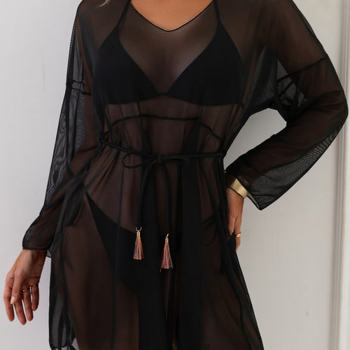 Damen transparenter Strandüberwurf R&B