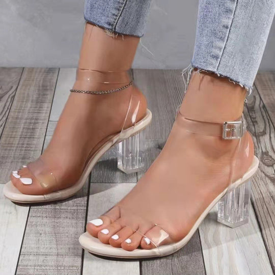 Damen transparente Sandalen mit klarem Absatz R&B