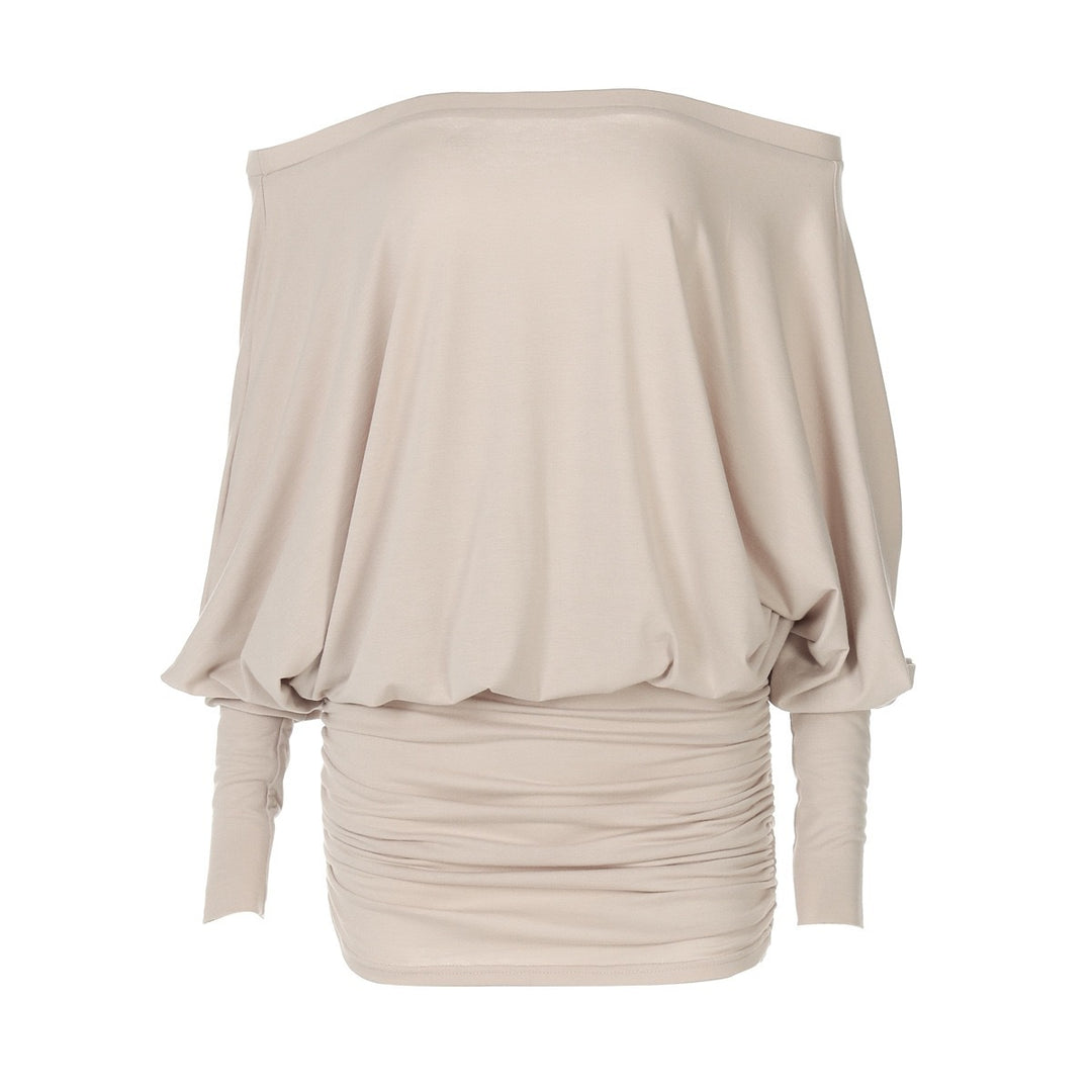 Damen Oversized Strickoberteil mit weitem Ausschnitt und langen Ärmeln R&B