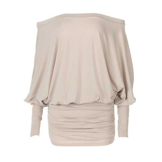 Damen Oversized Strickoberteil mit weitem Ausschnitt und langen Ärmeln R&B