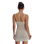 Damen gehäkeltes Mini-Strandkleid mit verführerischem V-Ausschnitt R&B