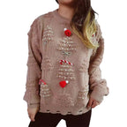 Damen festlicher Pullover mit kreativen Weihnachtsmotiven und strukturiertem Design R&B