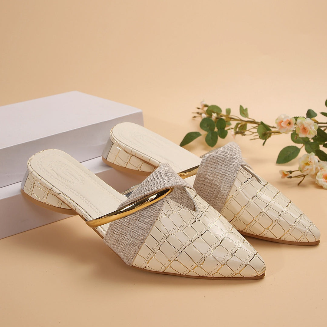 Damen Elegante und stilvolle Mules mit metallic Akzent R&B