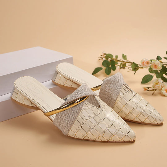 Damen Elegante und stilvolle Mules mit metallic Akzent R&B