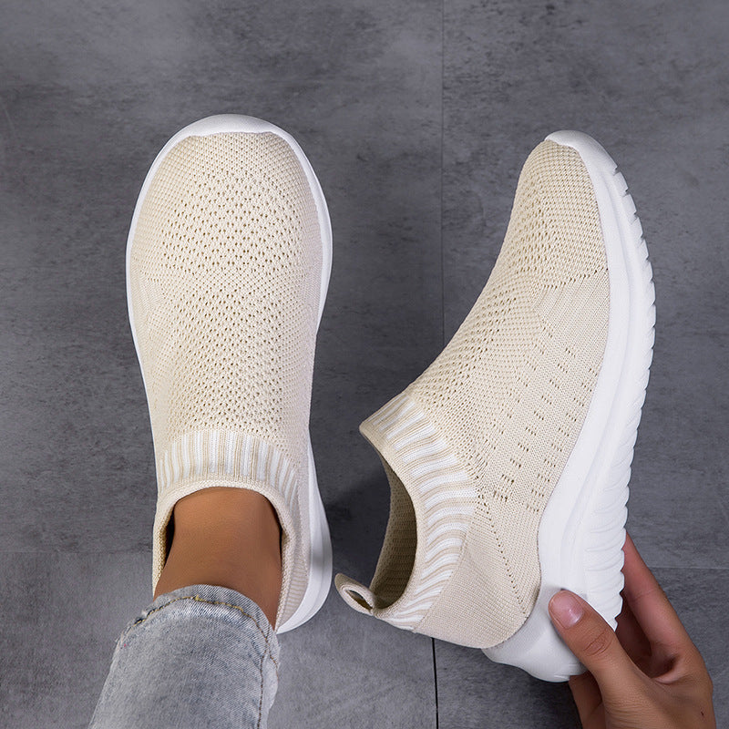 Damen Sportliche Slip-On Sneakers mit atmungsaktivem Strickoberteil  1774575816