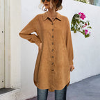 Damen Hemdblusenkleid aus weichem Cordstoff R&B