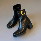 Damen Elegante Stiefeletten mit modischem Schnallenakzent und hohem Blockabsatz R&B