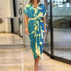 Damen nan Drapiertes Hemdmidikleid mit Taillenbindegürtel, seitlicher Drapage und Knopfleiste R&B