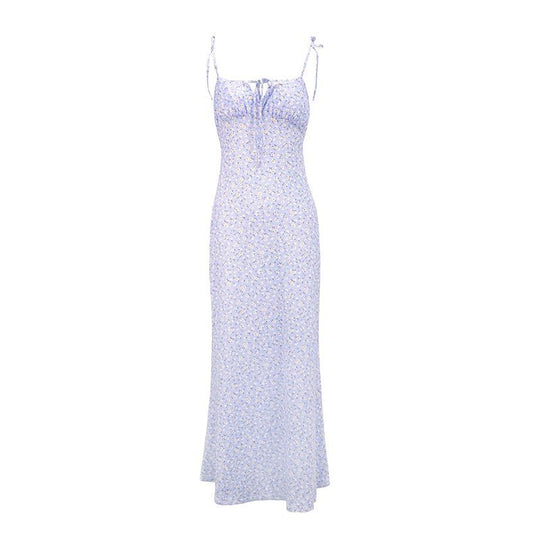 Damen luftiges Maxikleid mit verstellbaren Spaghettiträgern und süßem Blumendruck R&B