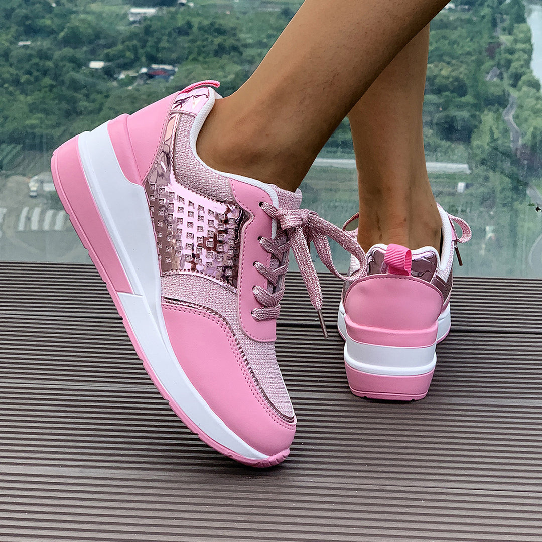 Damen Sportliche Sneakers mit modischem Metallic-Design und atmungsaktiven Einsätzen R&B