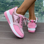 Damen Sportliche Sneakers mit modischem Metallic-Design und atmungsaktiven Einsätzen R&B