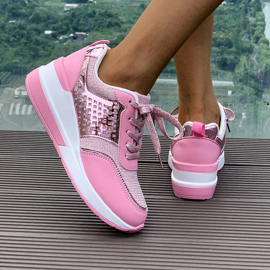 Damen Sportliche Sneakers mit modischem Metallic-Design und atmungsaktiven Einsätzen R&B