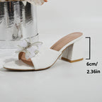 Damen Sandalen mit dekorativen Schleifen und blockiertem Absatz R&B