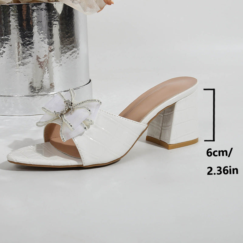 Damen Sandalen mit dekorativen Schleifen und blockiertem Absatz R&B