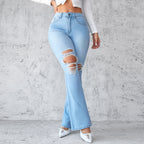 Damen Flared Jeans mit modischen Ripped-Details R&B
